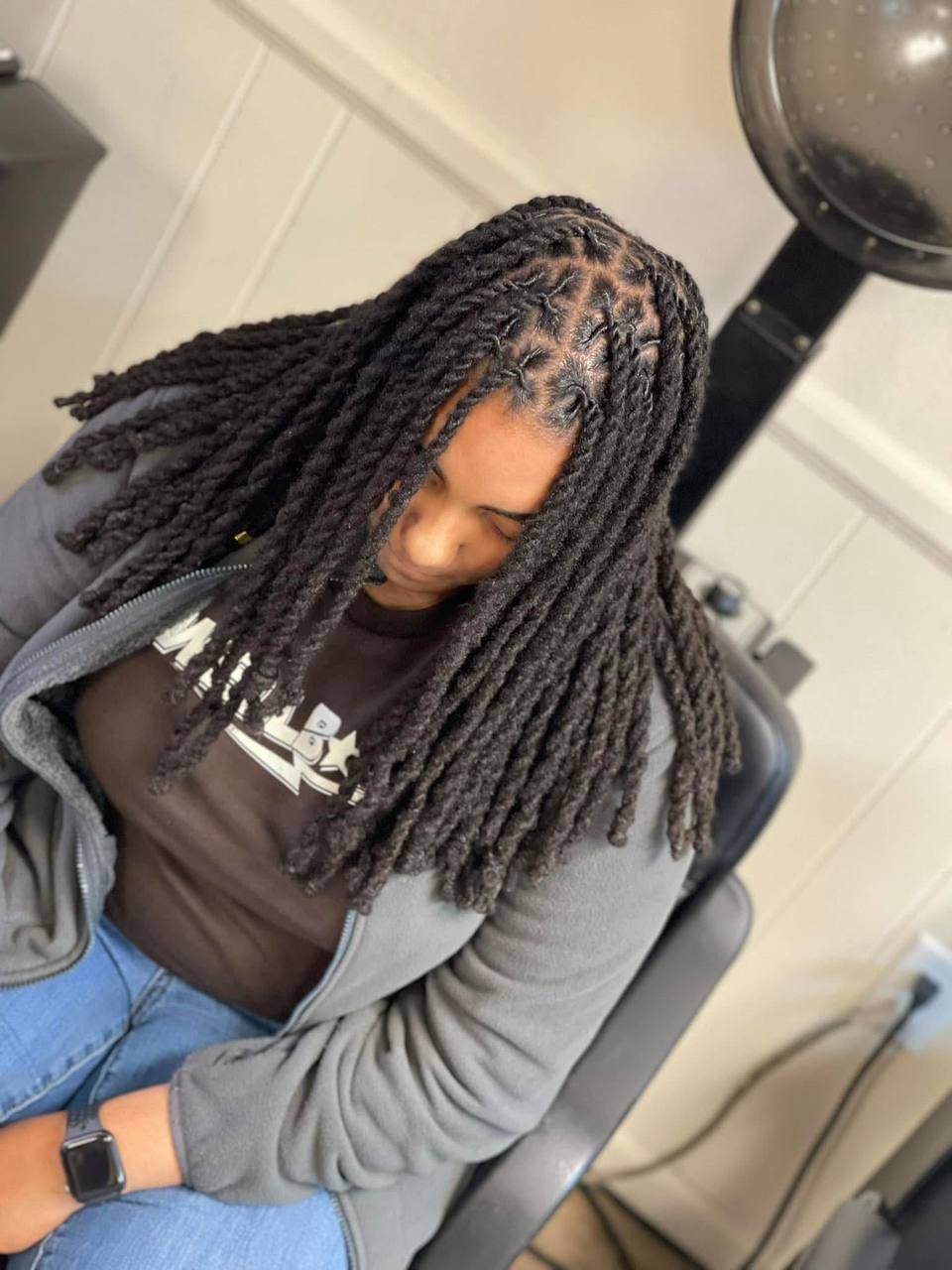 In the chair — wash day